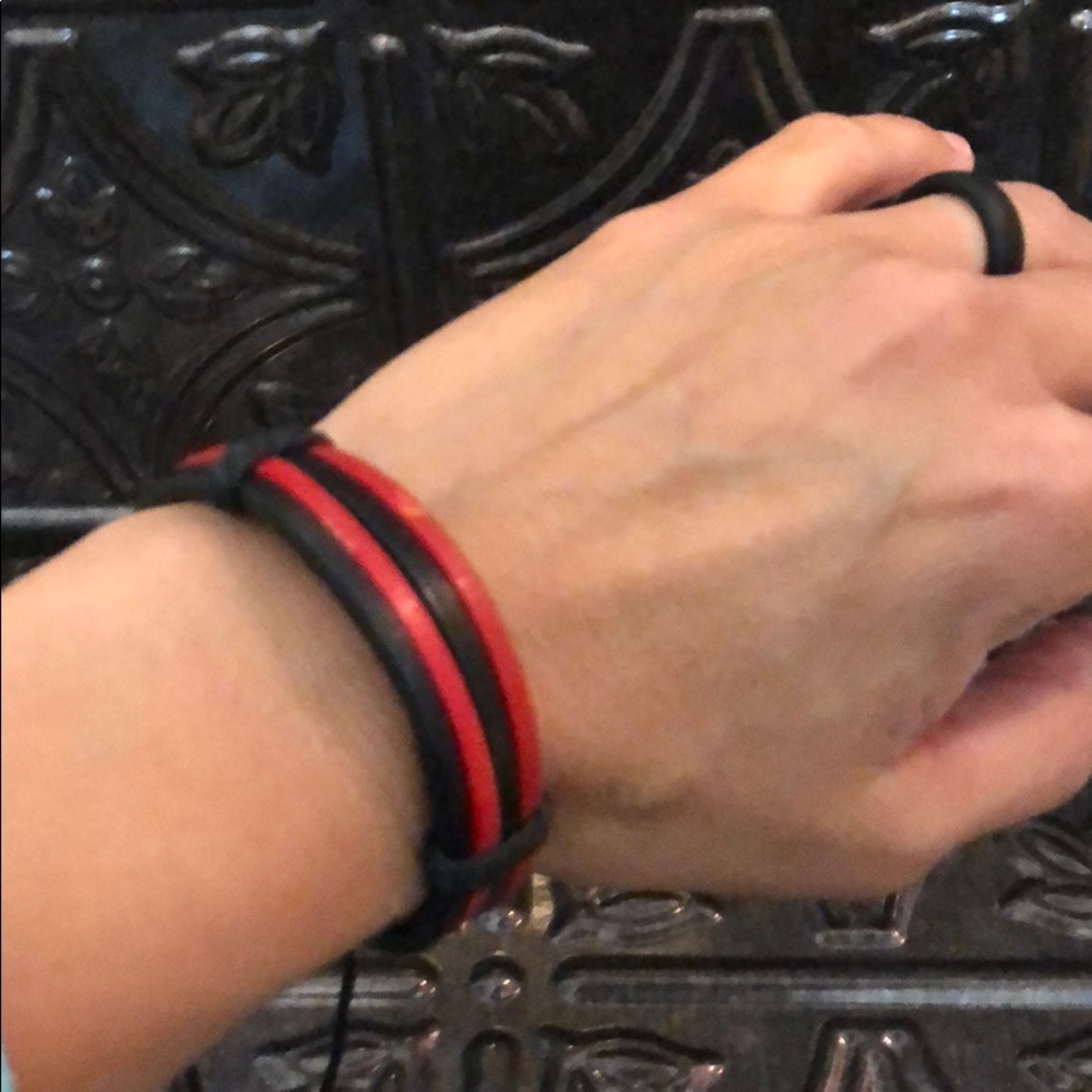 Red & Black leather bracelet